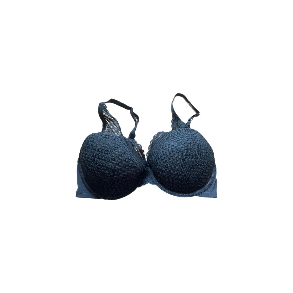 Auden Plunge Coverage Push-Up Bra Women 36D Blue Excellent Lace Underwire